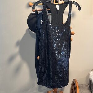 Black Sequin Women's Tank Top